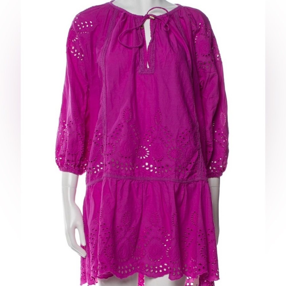 Melissa Odabash Fuchsia Eyelet Mini Dress
